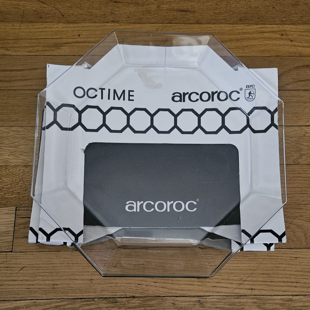 NWOT Vintage Arcoroc Clear Glass Octagon Serving Platters Set of 2